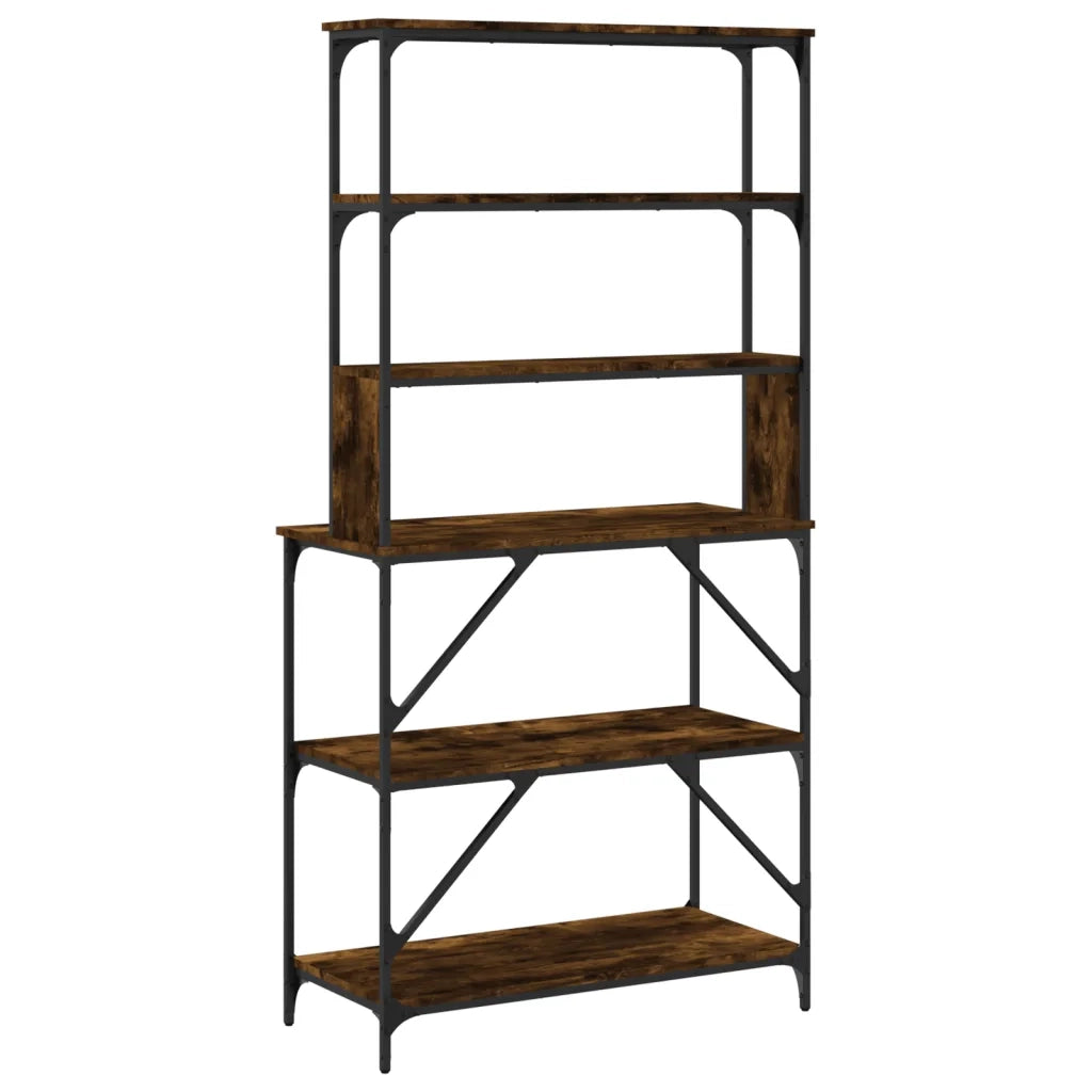 Mensola da cucina-Scaffale Cucina 6 Ripiani Rovere Fumo 90x40x180cm Multistrato
