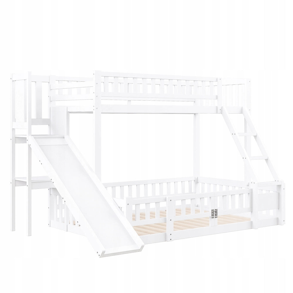 Letto a castello con scivolo - Xylo - 90/140x200 cm - Bianco - Senza materasso