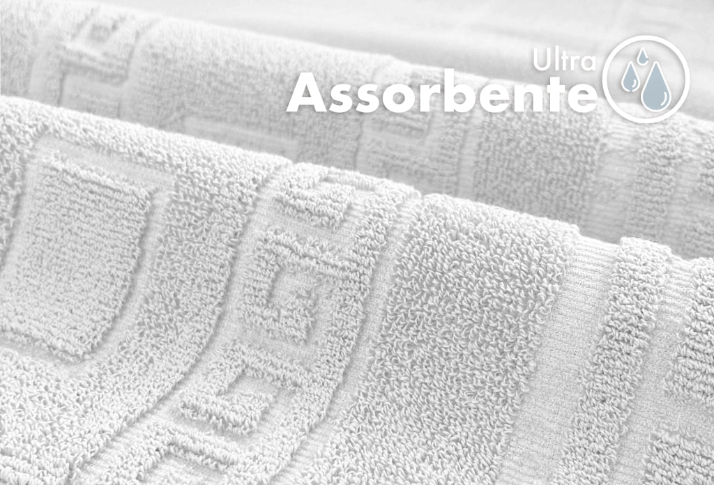 Tappeto Bagno Assorbente In Spugna Varie Misure Da Scendidoccia A Tappeto Grande Lavorazione Jacquard Tinta Unita Ricamo Cornice Lavabile Lavatrice Bianco - Scendidoccia45x60