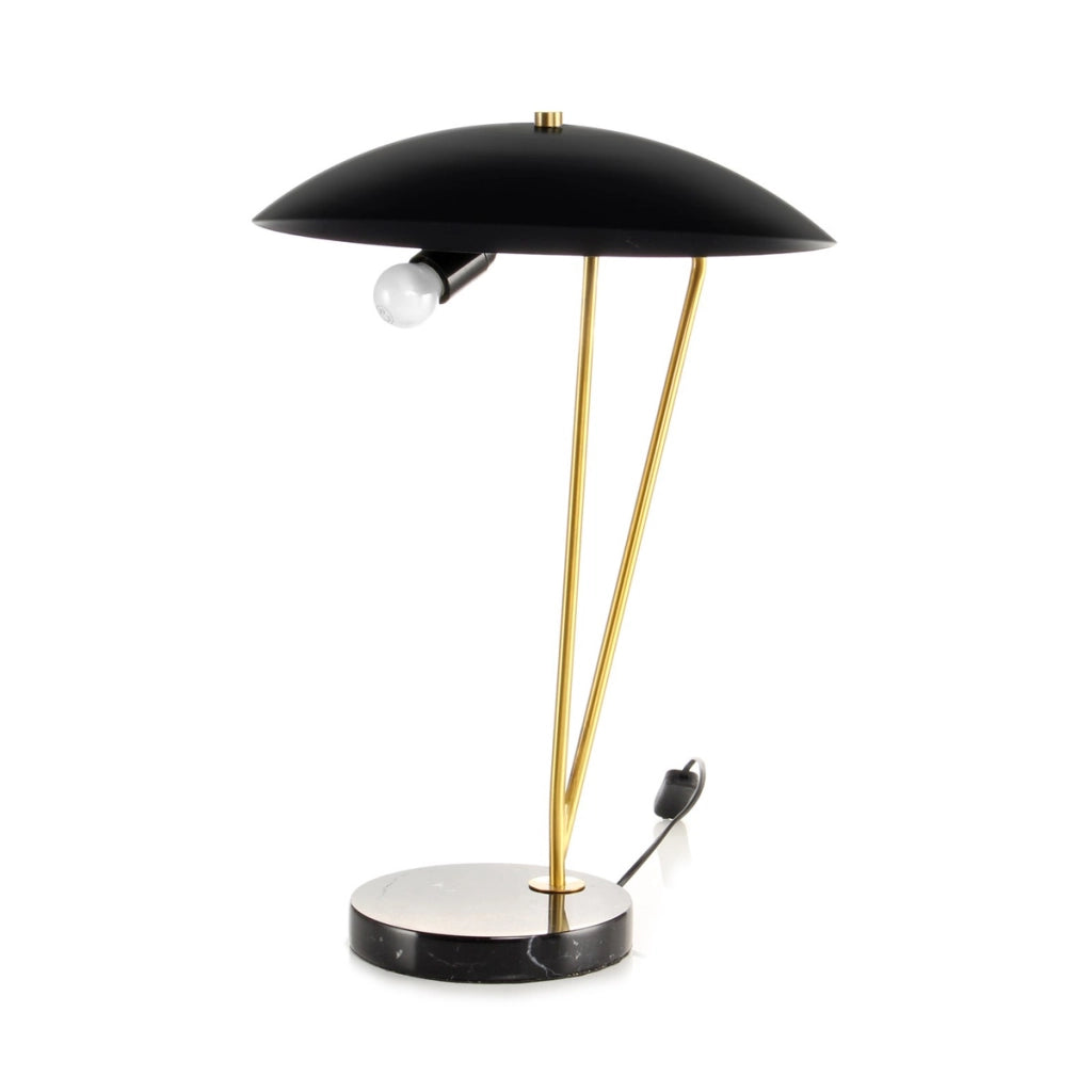 Lampada da tavolo Kayani 125 in metallo e marmo nero e oro