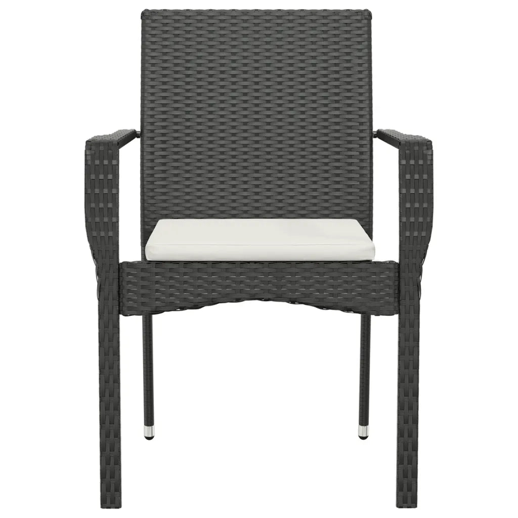Sedie da Giardino con Cuscini 4 pz | Sedie da Esterno in Polyrattan Nere