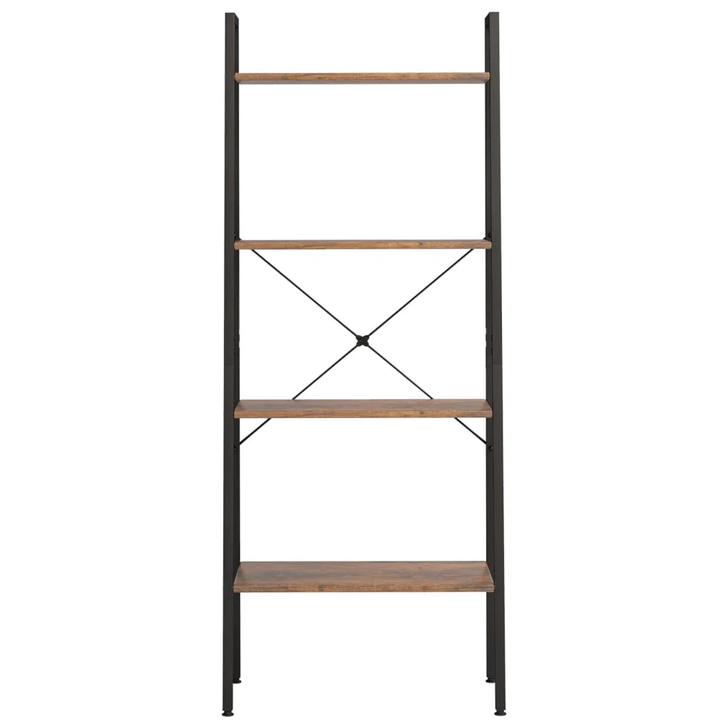 Scaffale Autoportante 4 Ripiani Marrone Scuro Nero 56x35x140 cm 336365