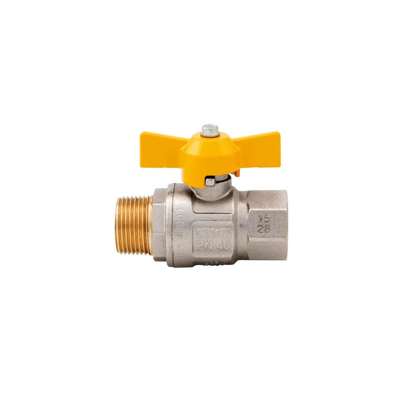 Valvola a sfera gas maniglia M–F ¾" – ottone certificata Art. 069 per uso frequente