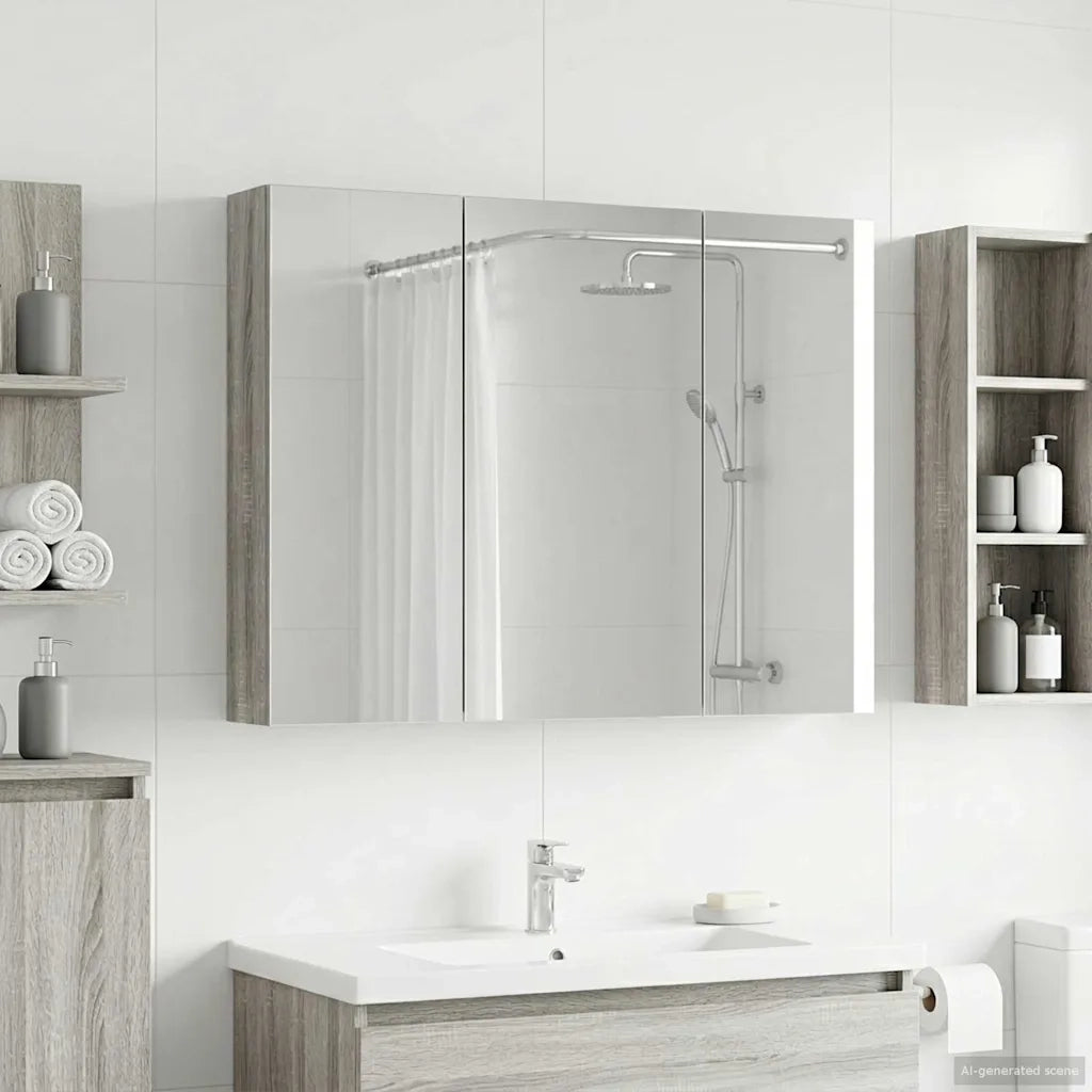 Mobiletto per specchio da bagno con lo scaffale Grigio Sonoma
