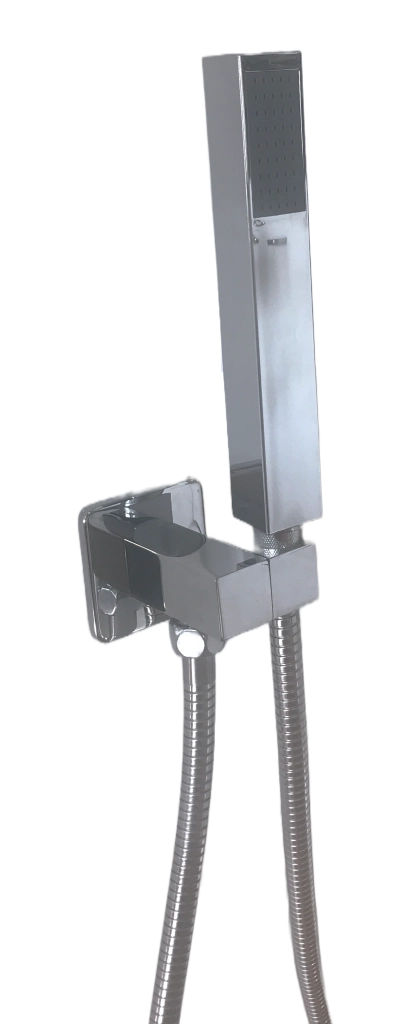 Presa acqua con supporto doccia squadrato completo,flessibile 150