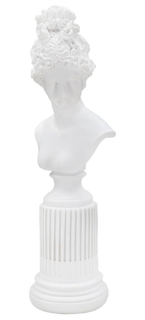 Scultura Statua Woman con Piedistallo 11x10,5x35,5 cm in Poliresina