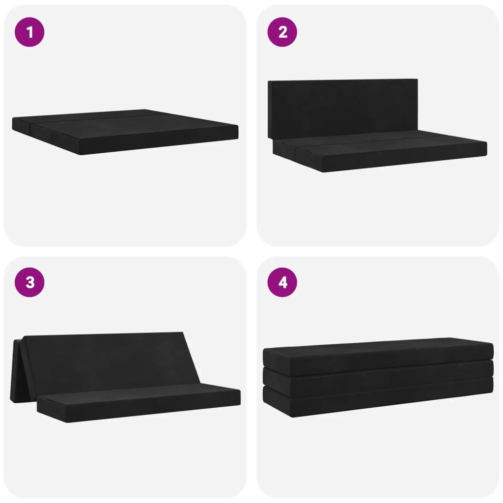 Divano Letto Pieghevole 200 x 67 x 45 cm Nero