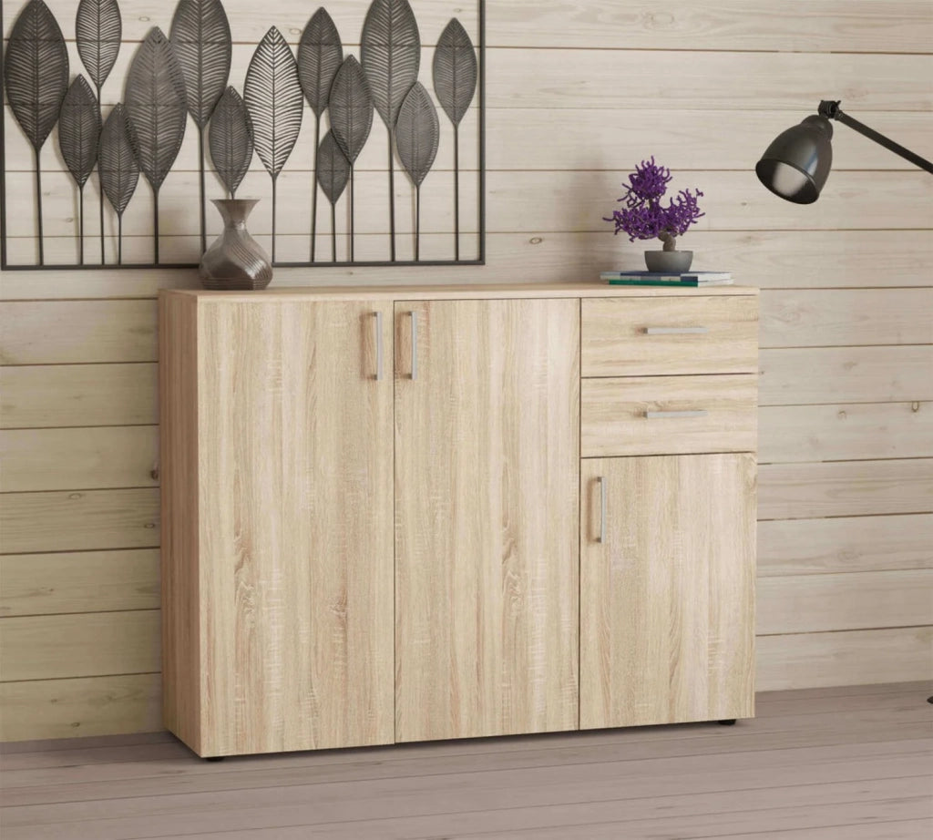 Mobile contenitivo con 3 ante e 2 cassetti di colore Quercia chiaro mod. Flexi