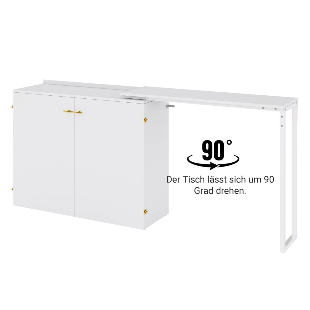 Letto a Scomparsa con Scrivania Girevole e Materasso ¨C MINIMAL ¨C con Ruote