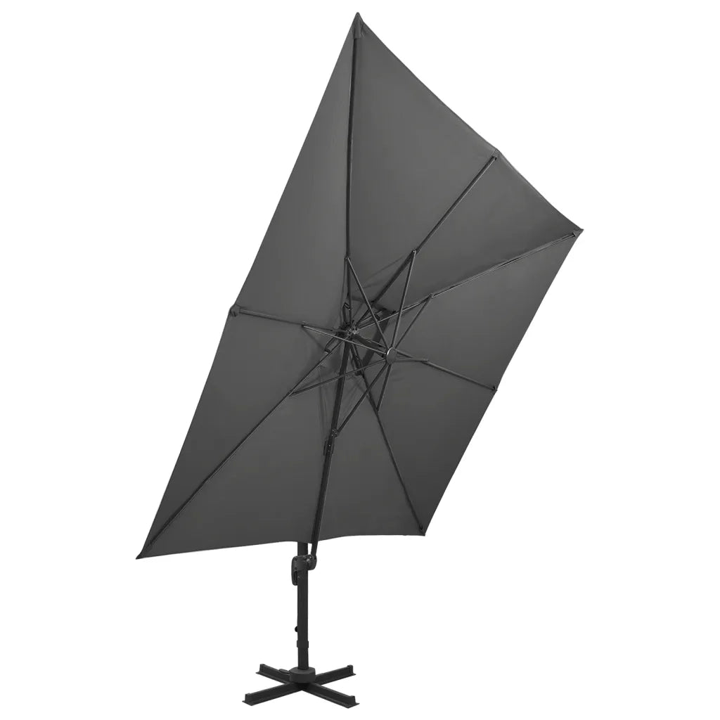 Ombrellone a Sbalzo con Doppia Copertura 300x300 cm Antracite cod mxl 19210