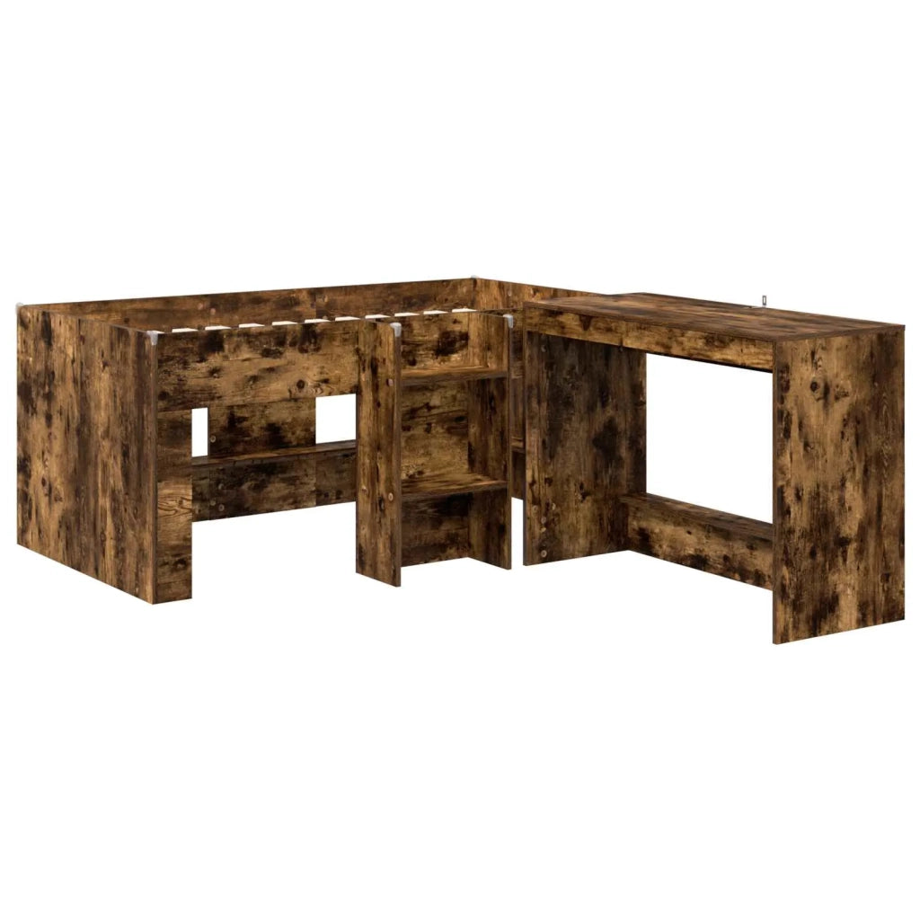 Letto alto per bambini con scrivania 2 pz Rovere Fumo 3423466
