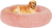 Letto per cani ortopedico, cuscino rotondo per cani, divano per cani, letto per gatti, Donut, culla per cani morbida, lavabile, 100 cm di diametro, rosa