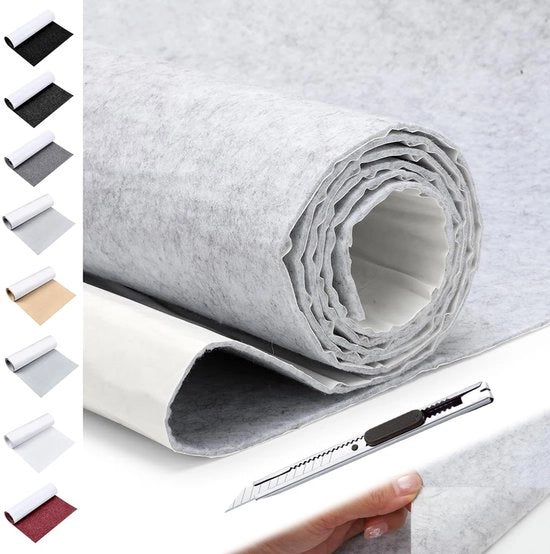 Tappeto Autoadesivo Grigio chiaro - 40 x 200 cm - 2 mm Spessore - Tessuto di rivestimento - Rivestimento interno - Utilizzo multifunzionale - Tappetino autoadesivo