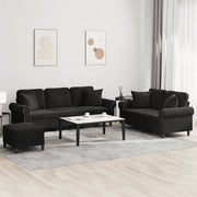 Set di Divani 3 pz con Cuscini Nero in Vellutocod mxl 131061