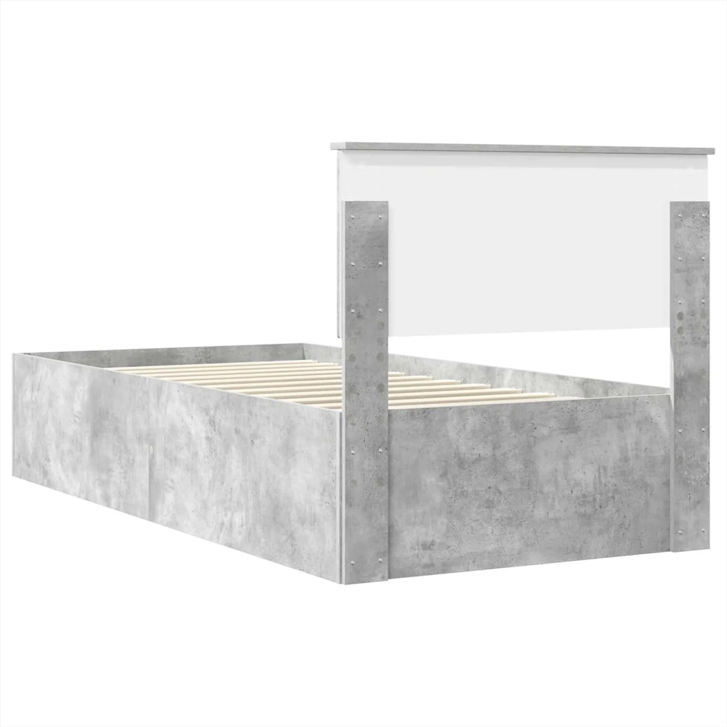 Struttura del letto con testiera-Giroletto con Testiera Grigio cemento 120 x 200 cm 683316