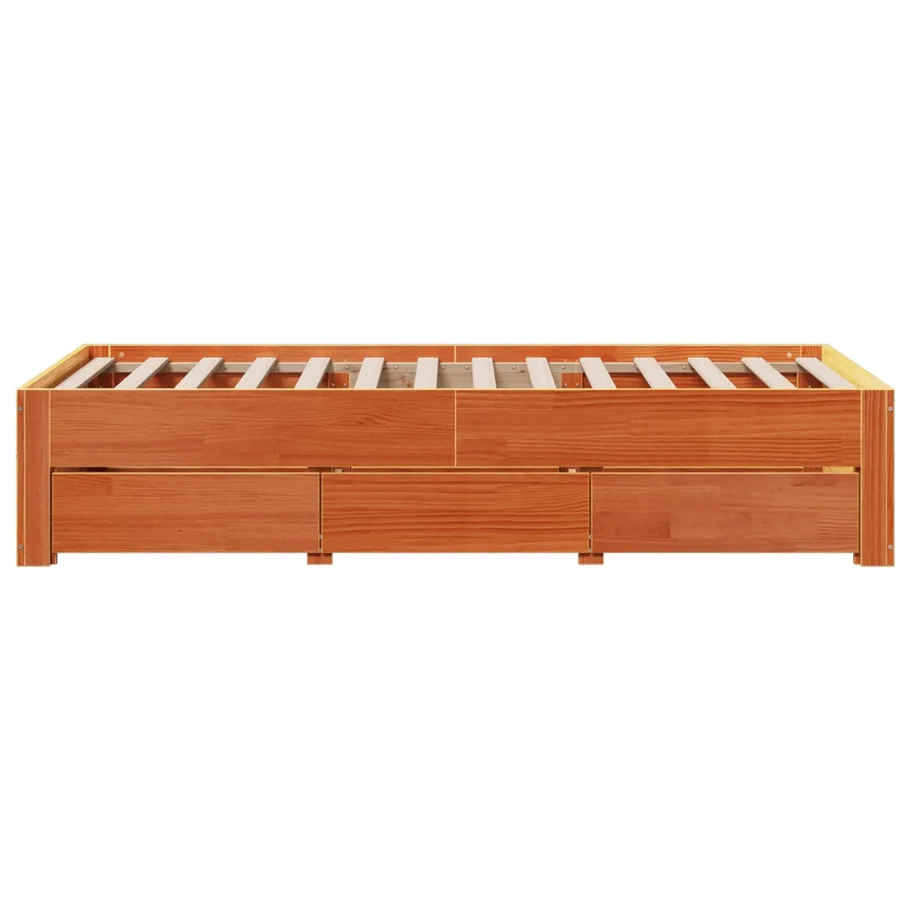 Giroletto senza Materasso con Cassetti Marrone Cera 90x190 cm