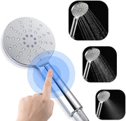 Douchekop con regolazione di pressione alta, grande, con 3 tipi di getto, maniglia di regolazione, douchekop per doccia a mano, idrofilo, modello con tecnologia di risparmio d'acqua.