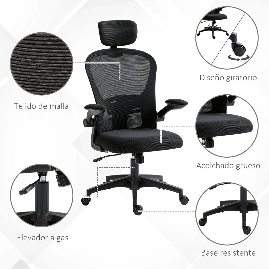 Sedia da ufficio con rete ¨C zephmum ¨C nero 62x64x120 cm
