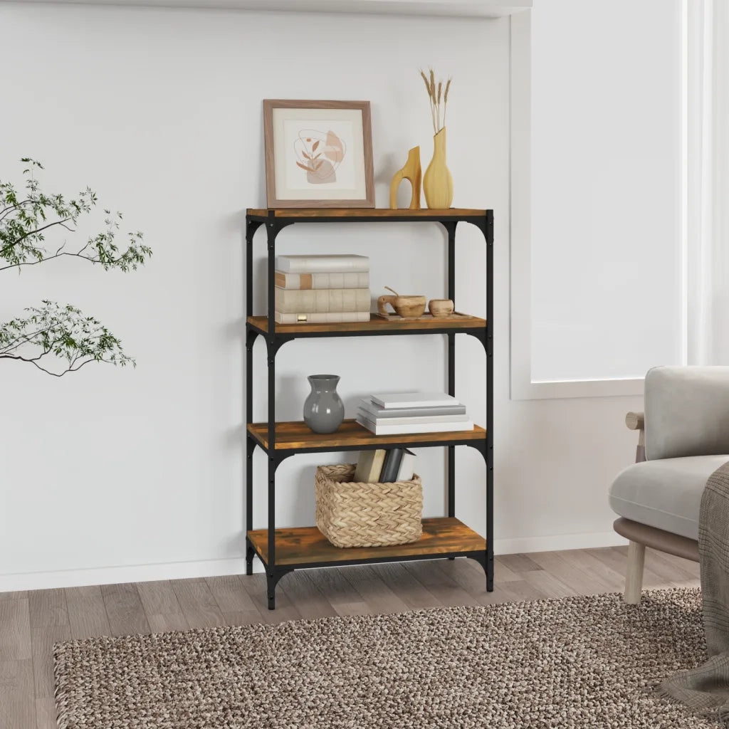 Libreria rovere fumo 60x33x100 cm Legno Multistrato e Acciaio 819329