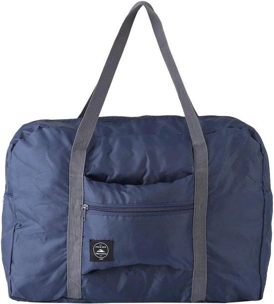 Borsa da viaggio pieghevole grande per bagagli leggeri da weekend - borsa da spesa per campeggio - blu scuro - 48 x 32 x 15 cm