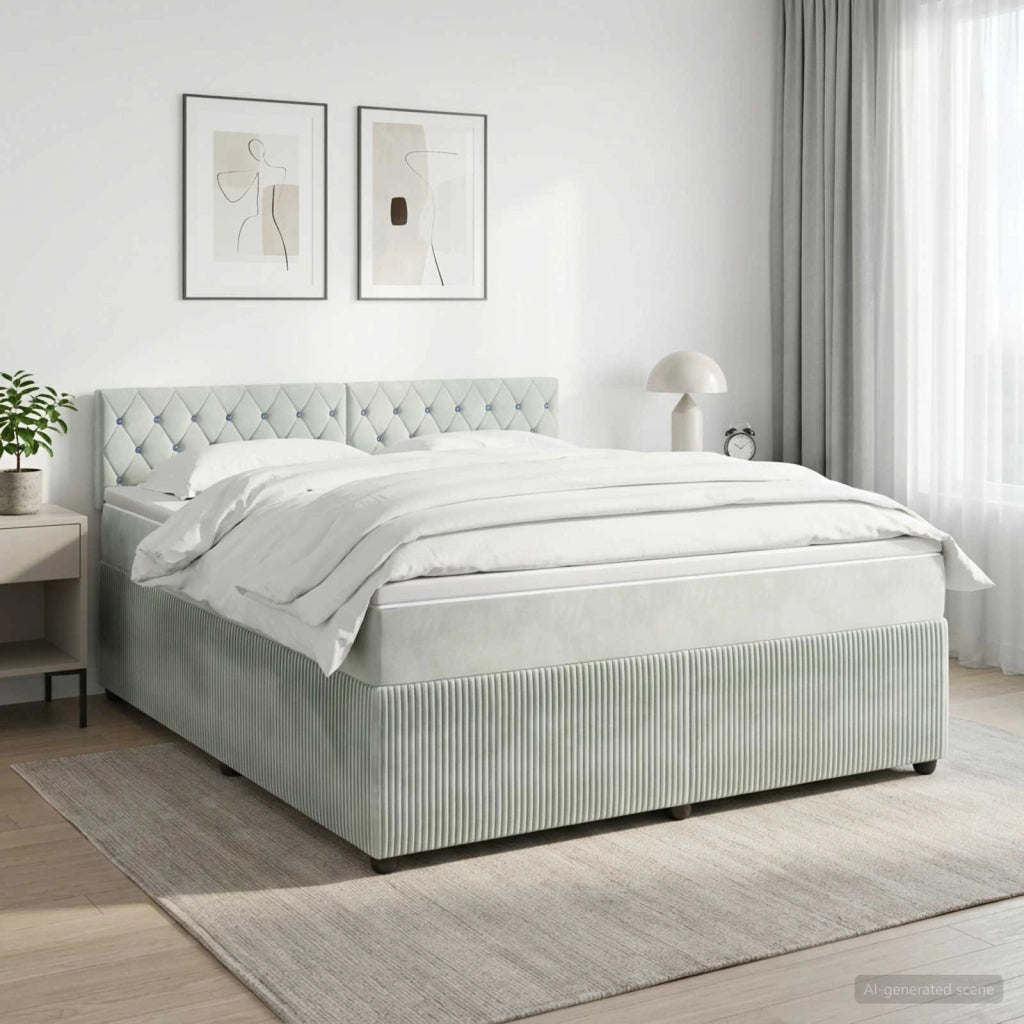 Letto box spring con materasso Grigio Chiaro 180 x 200 cm 3451721