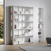 Composizione Libreria D Kato 6R 2 fianchi 4 fasce lunghe - Bianco Frassino