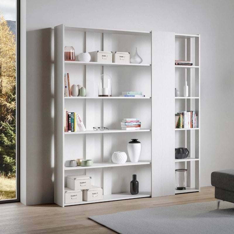 Composizione Libreria D Kato 6R 2 fianchi 4 fasce lunghe - Bianco Frassino