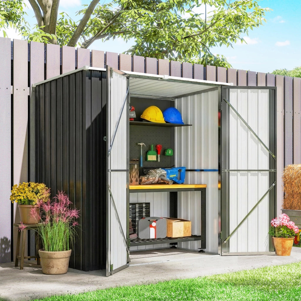 Casetta da Giardino in Metallo ¨C zephmum ¨C Grigio 163x89x163 cm