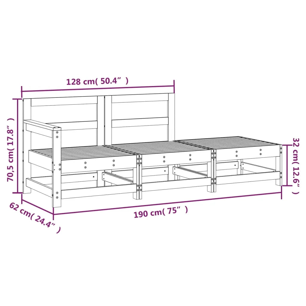 Salotto da Giardino-Set Salotto da Giardino 3 pz in Legno Massello di Douglas 482473