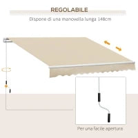Tenda da Sole per Esterno a Bracci Avvolgibile con Apertura a Manovella, 360x250 cm, Crema