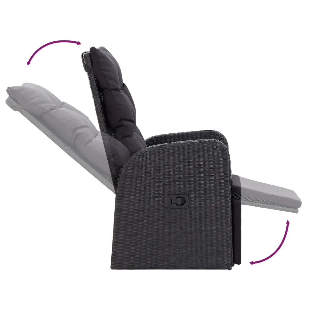 Set Mobili da Pranzo per Giardino 7 pz con Cuscini Nero cod mxl 43552