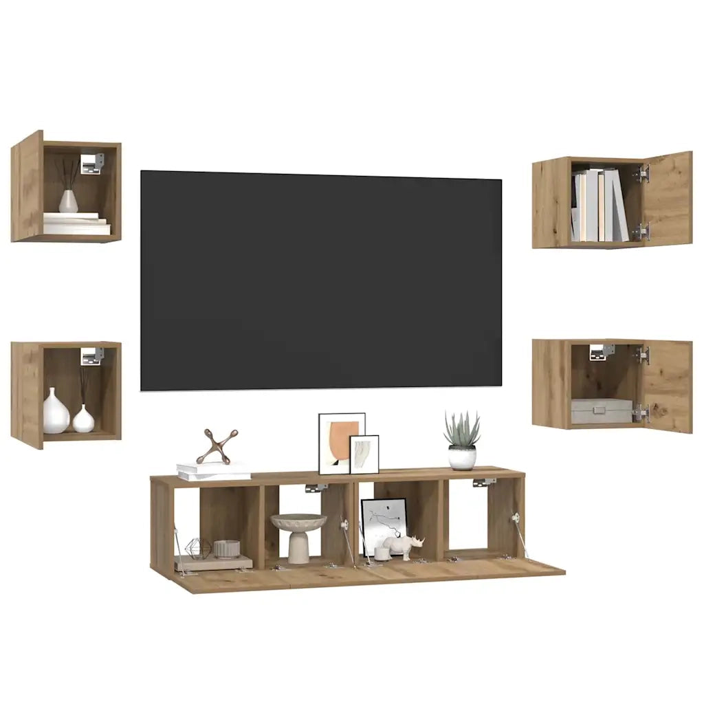 Set mobile TV 6 pcs Rovere artigianale Legno multistrato 3393143