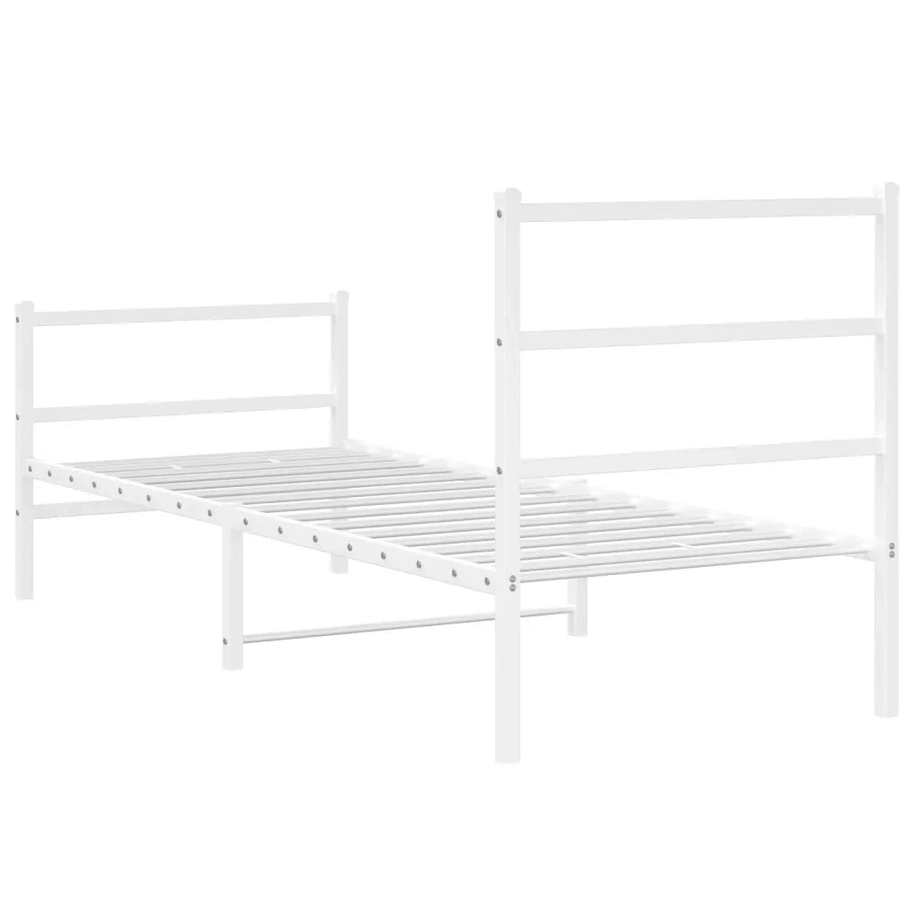 Giroletto con Testiera e Pediera Metallo Bianco 80x200 cm 355423