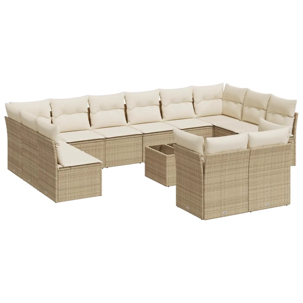 Set Divano da Giardino 13 pz con Cuscini Beige in Polyrattan 3250277
