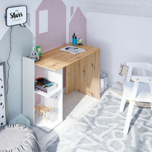 Scrivania ad angolo reversibile rovere nodi-bianco