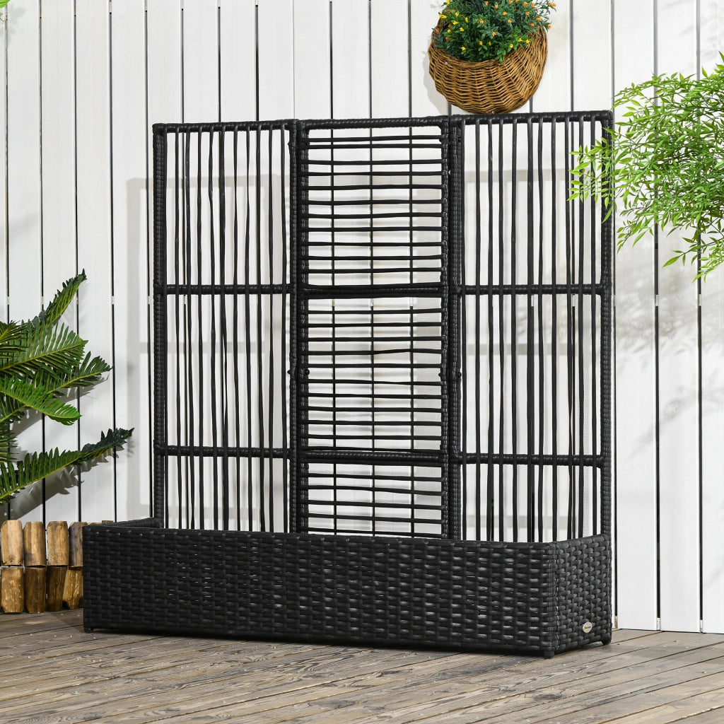 Fioriera con traliccio in polyrattan ¨C zephmum ¨C 103x29x103 cm, nero