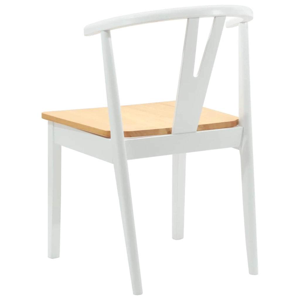 Sedia da pranzo 2 pz | Sedie da cucina Bianco e Naturale Legno di gomma solido