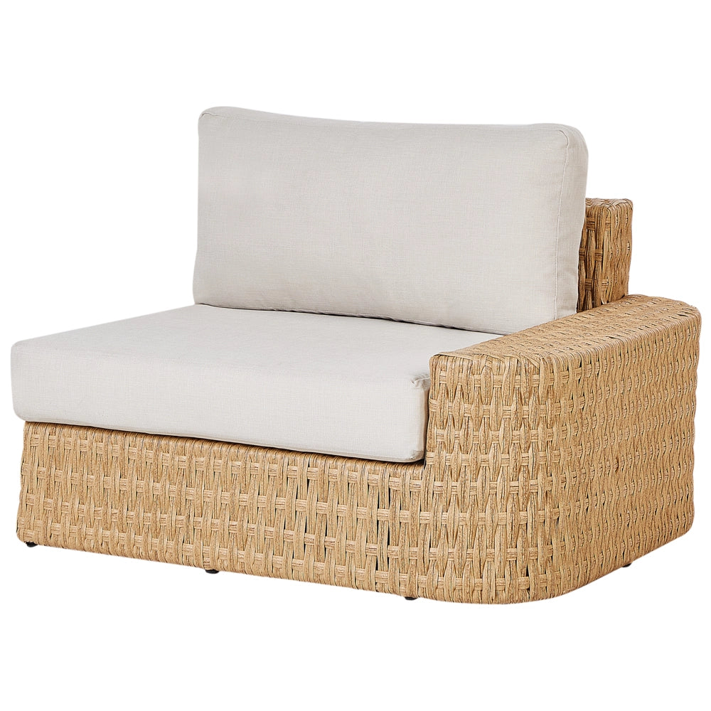Set da giardino con divano a 4 posti  lato destro in rattan sintetico PE, tavolino con piano a vassoio e cuscini beige