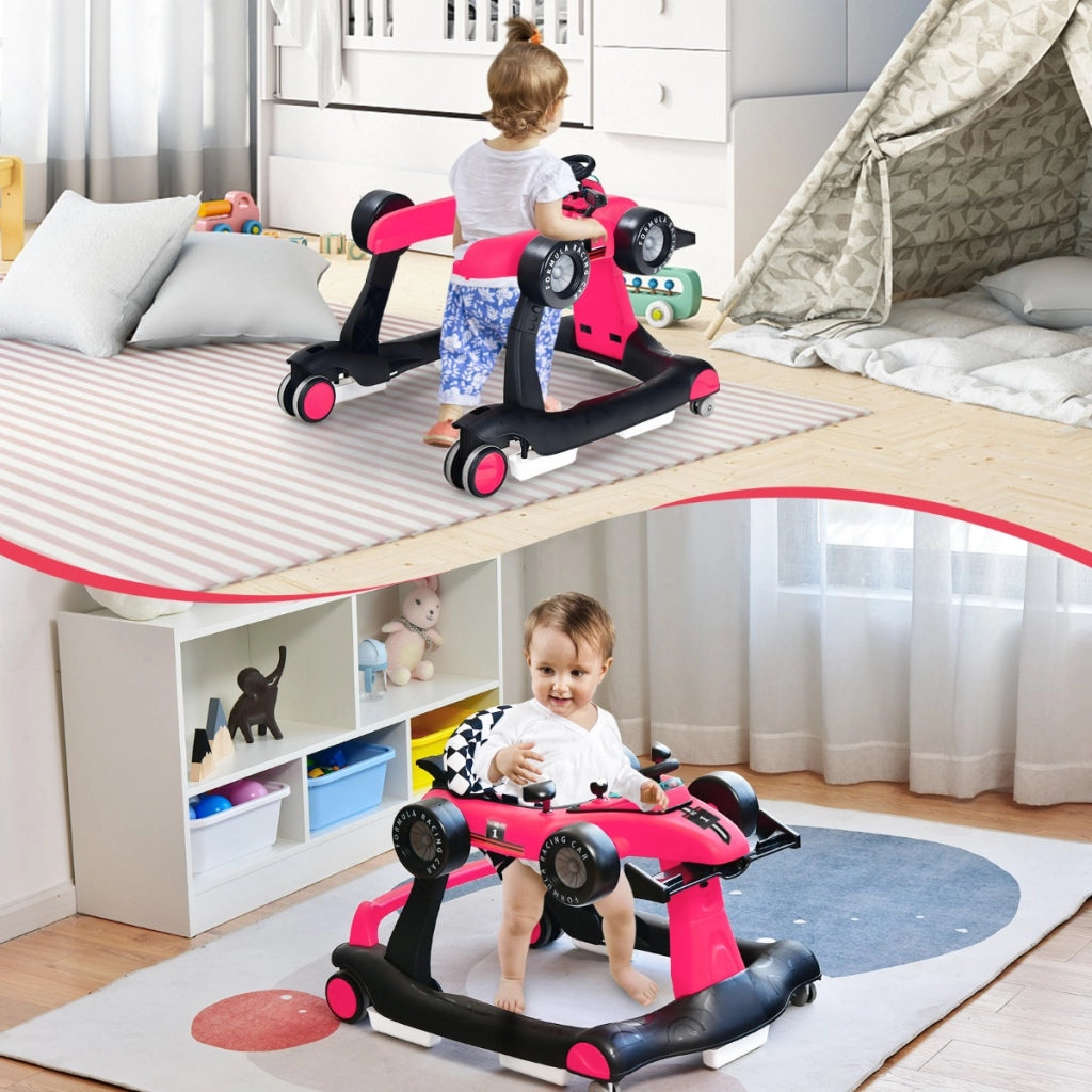 Primi passi 4 in 1 per neonati con altezza e velocit¨¤ regolabili, Primi passi a spinta con carillon con luci Roseo-Primi passi