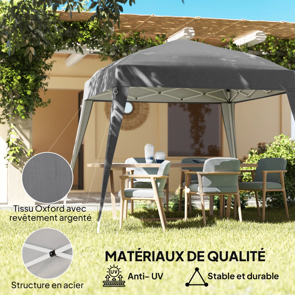 Tonnelle da Giardino 3x3m Pieghevole ¨C Zephmum ¨C Grigio Acciaio Polyester