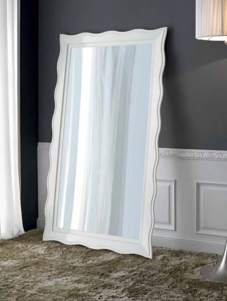 Mobili2g - specchiera laccata bianco lucido rettangolare- misure: 91 x 158 x p.4,5
