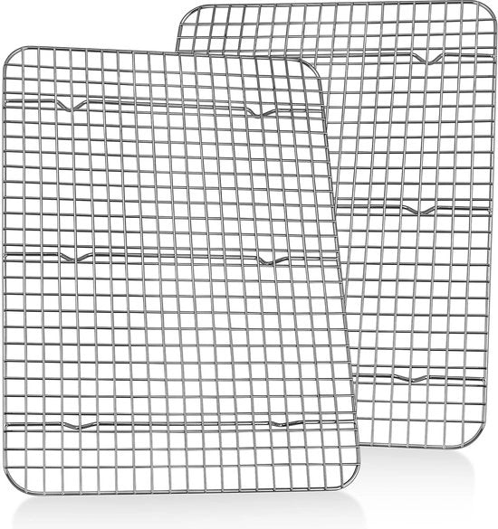 Set di due ripiani refrigeranti in acciaio inossidabile, 42x29x2 cm, per cuocere, raffreddare, grigliare, sanitario e lavastoviglie.