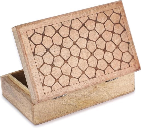 Cassa decorativa in legno per gioielli disegno pietra - organizzatore multifunzionale a mano per oggetti di valore e decorazioni - ideale per regali