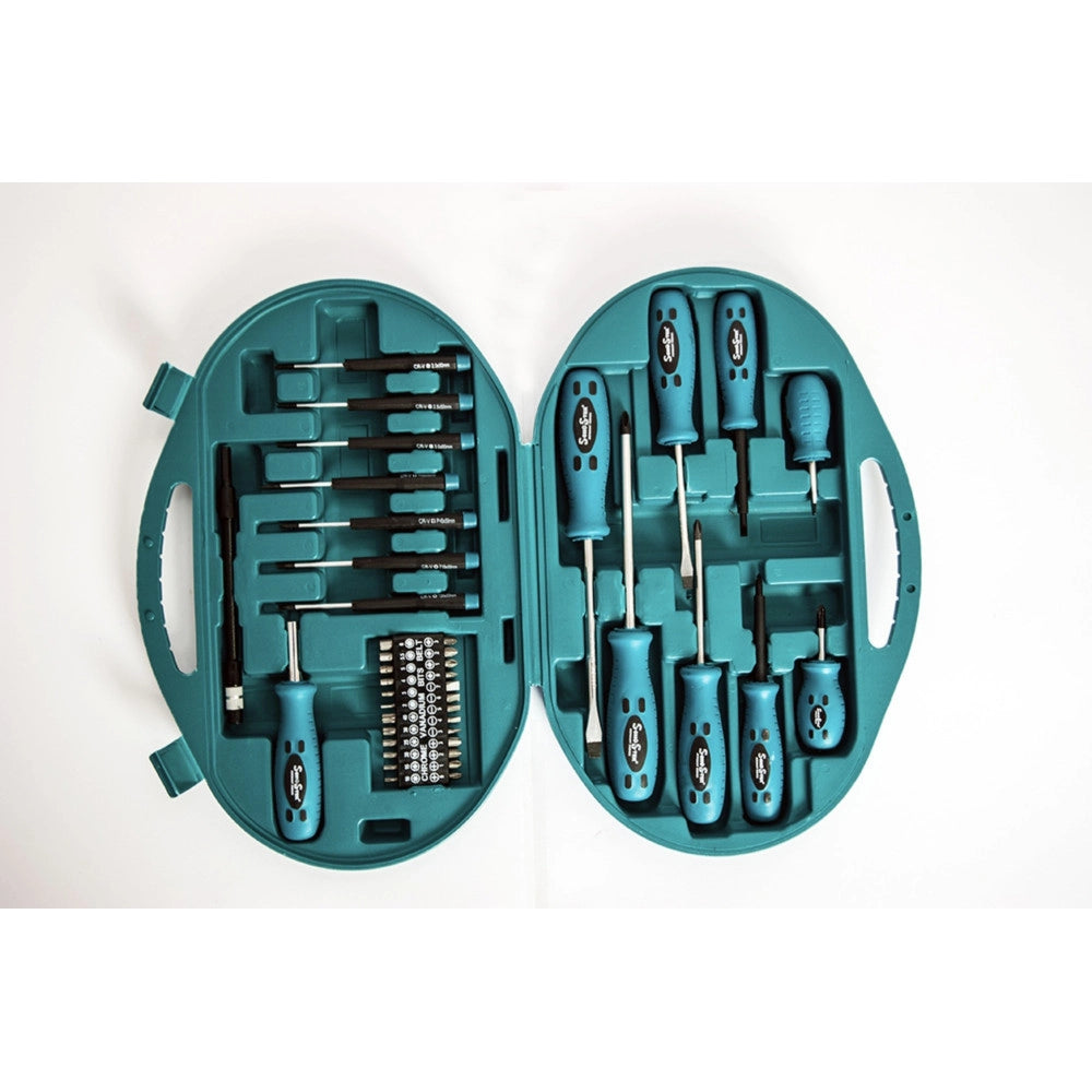 Trade Shop - Set Cacciaviti E Punte Kit 42 Pezzi Chrome Vanadium Con Cacciavite Di Precisione -