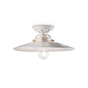 Plafoniera Industrial Minimal B&W Metallo Smaltato Bianco 1 Luce E27 31Cm
