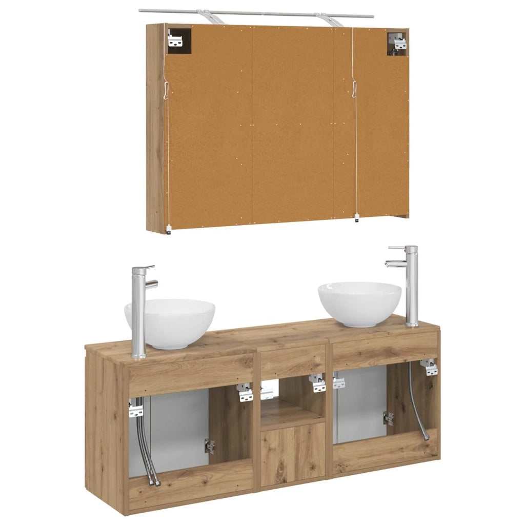 Set di Armadi da Bagno 4 pcs Rovere Artigianale 3406342