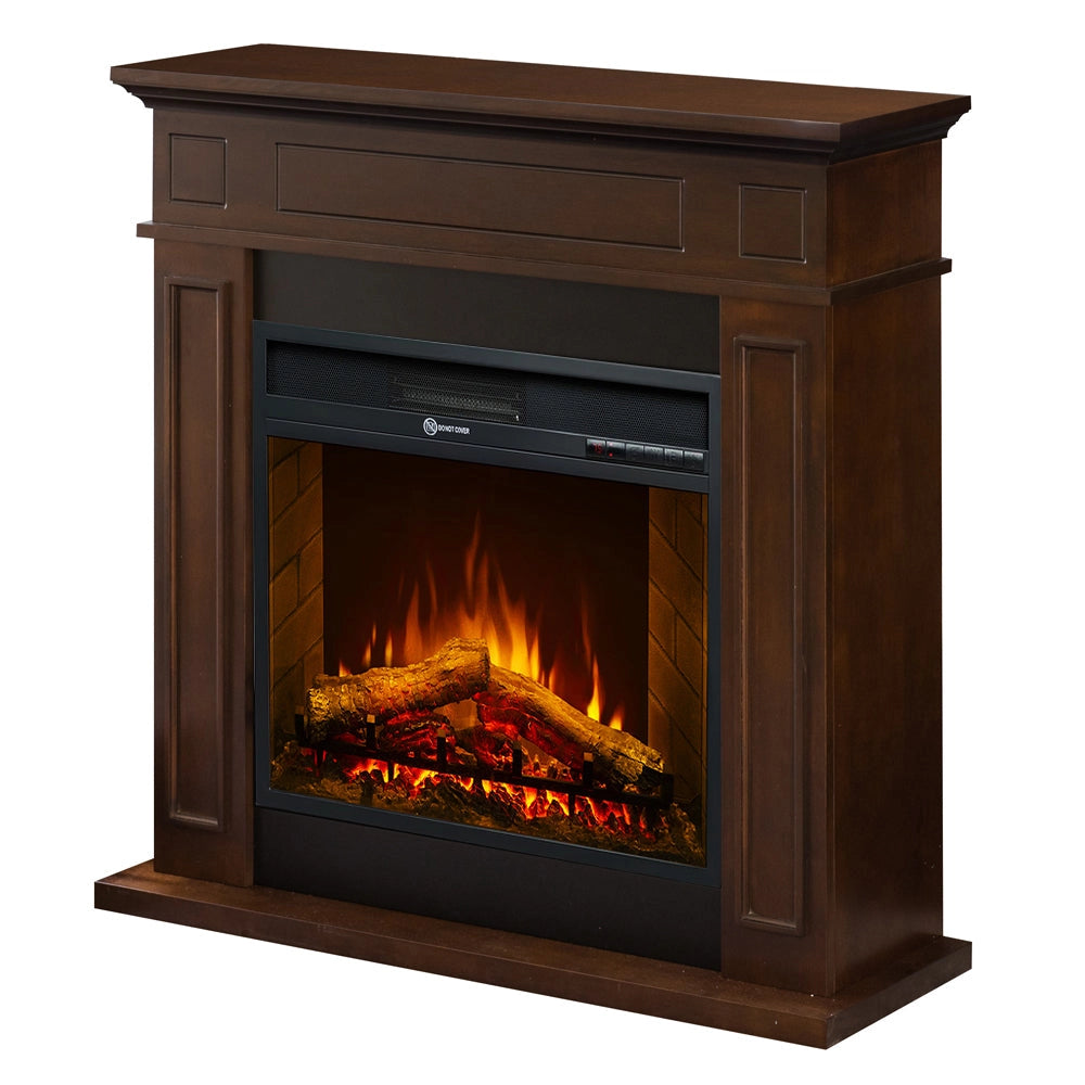 Camino Elettrico da Terra 89,5x90,5x28 cm Jefferson in Legno Noce