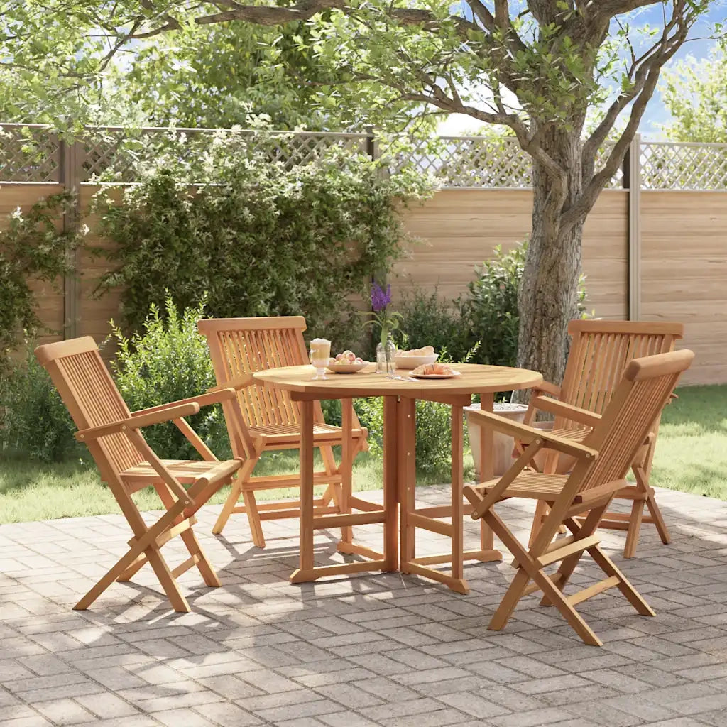 Set da Pranzo Pieghevole per Esterni 5pz Legno Massello di Teak cod mxl 48213