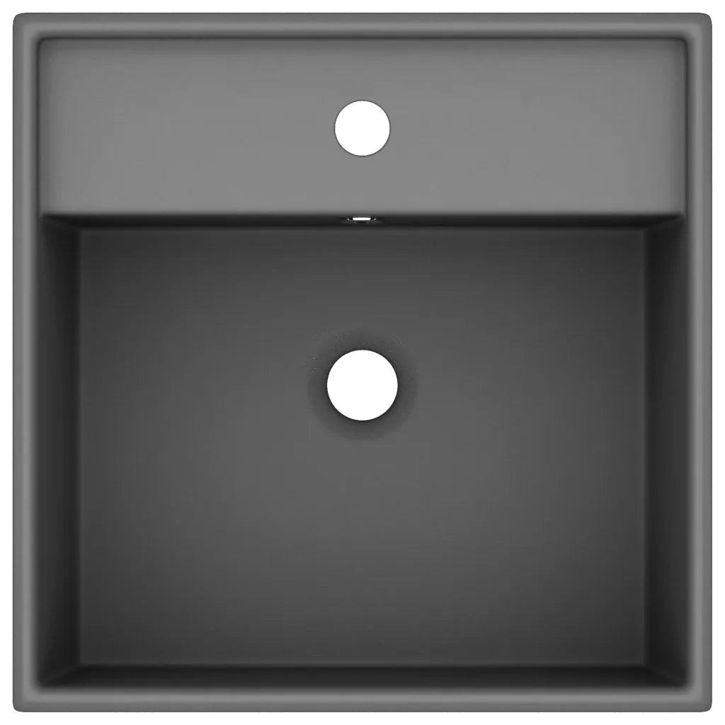 Lavabo con Troppopieno Quadrato Grigio Opaco 41x41 cm Ceramica 146950