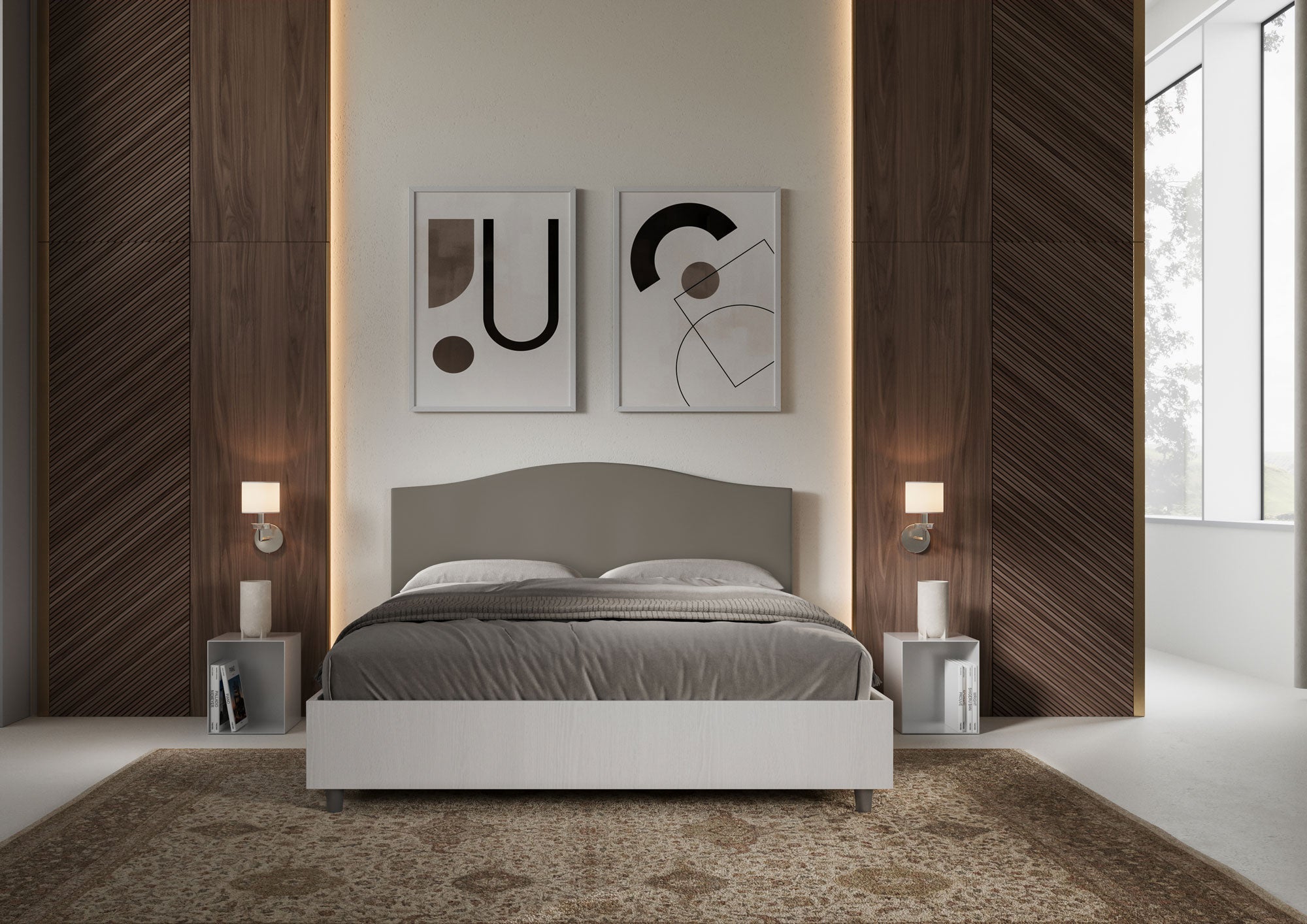 Letto Matrimoniale 160x190 cm Senza Rete Grace Cappuccino